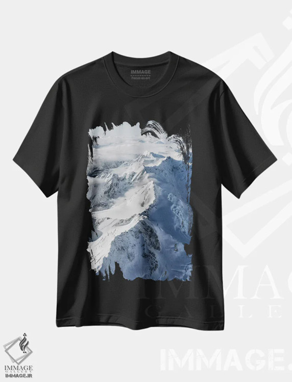 تیشرت مشکی طرح دار آلپ جنوبی، نیوزیلند، مدیوم اثر دایسوکه اوئه ماتسو | فروشگاه ایماژ