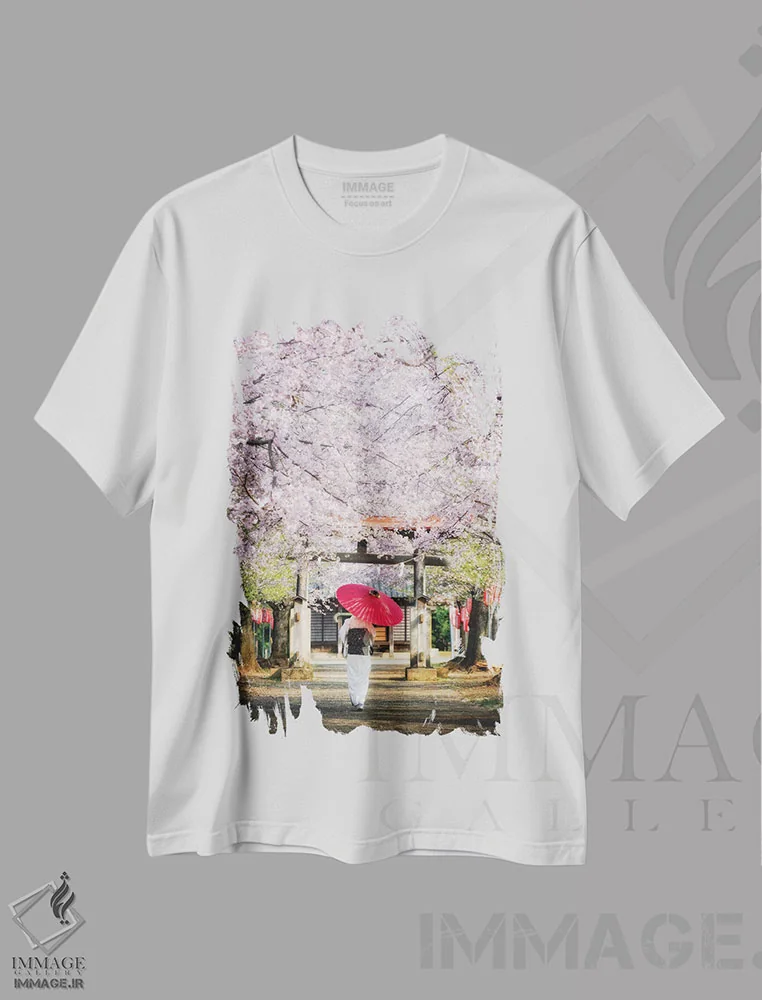 تیشرت سفید طرح دار بهار در ژاپن دو، مدیوم اثر دایسوکه اوئه ماتسو | immage.ir