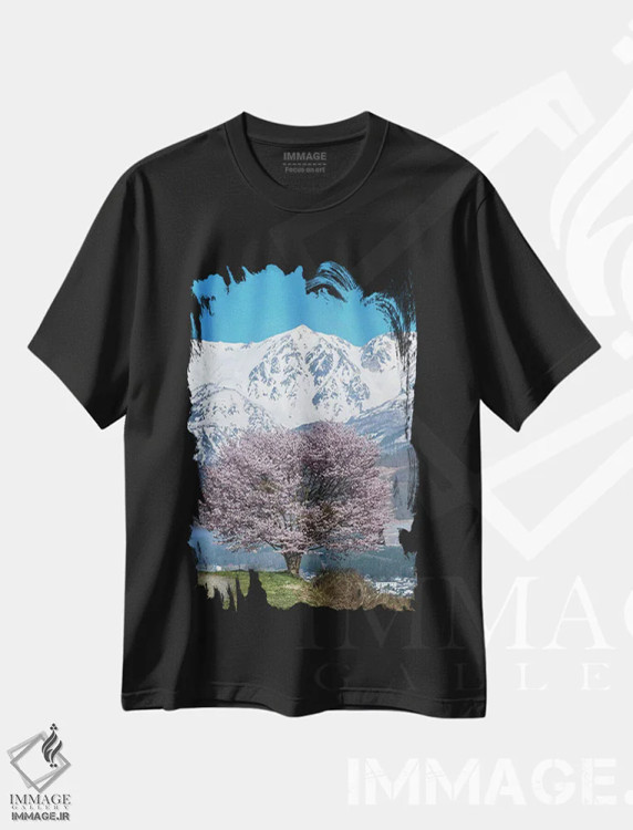 تیشرت مشکی طرح دار بهار در ژاپن چهار، مدیوم اثر دایسوکه اوئه ماتسو | فروشگاه ایماژ