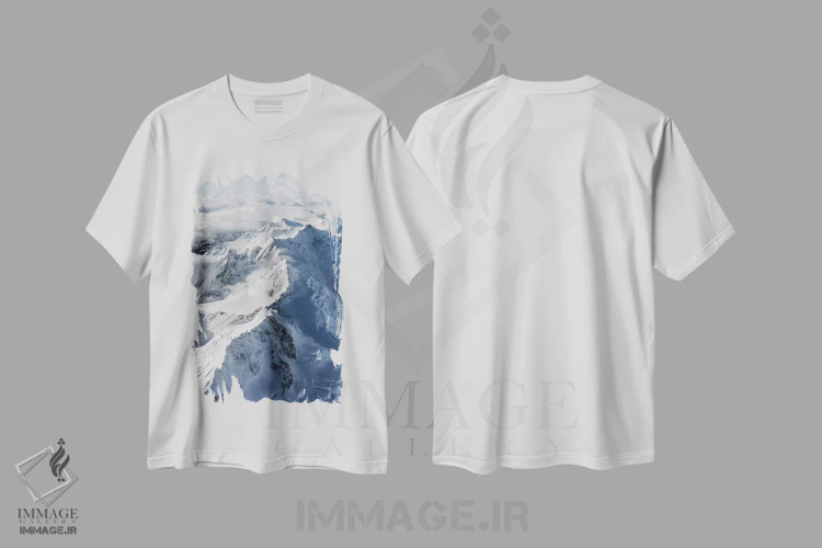 تیشرت سفید طرح دار آلپ جنوبی، نیوزیلند، مدیوم اثر دایسوکه اوئه ماتسو | immage.ir
