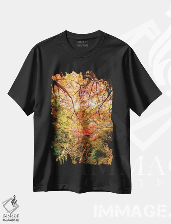 تیشرت مشکی طرح دار پاییز در ژاپن شش، مدیوم اثر دایسوکه اوئه ماتسو | فروشگاه ایماژ