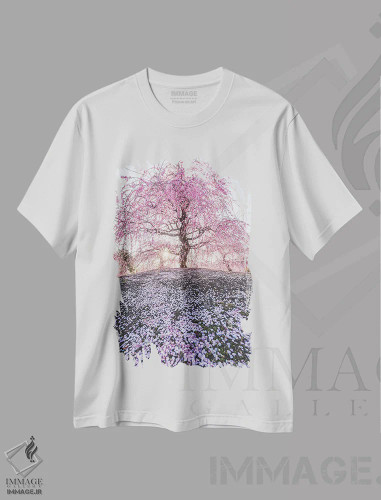 تیشرت سفید طرح دار بهار در ژاپن نه، مدیوم اثر دایسوکه اوئه ماتسو | فروشگاه ایماژ