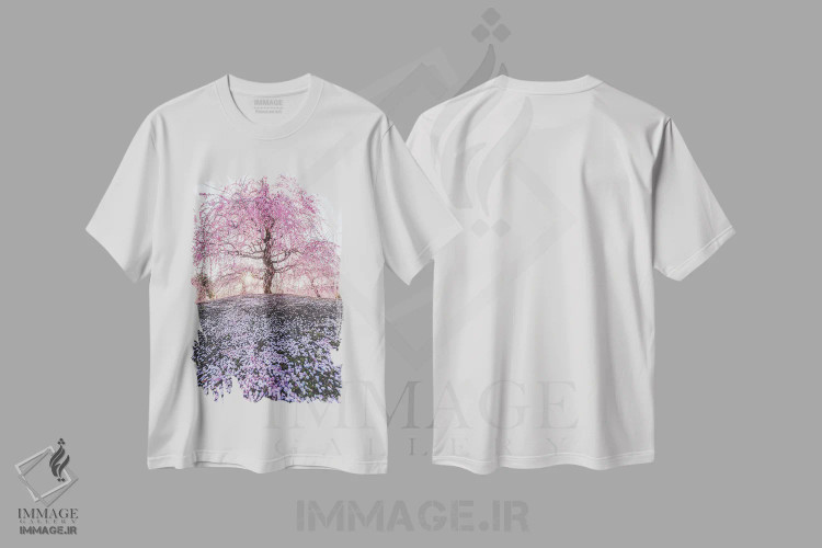 تیشرت سفید طرح دار بهار در ژاپن نه، مدیوم اثر دایسوکه اوئه ماتسو | فروشگاه ایماژ
