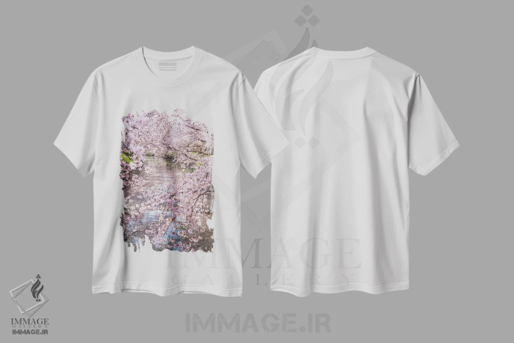 تیشرت سفید طرح دار بهار در ژاپن پانزده، مدیوم اثر دایسوکه اوئه ماتسو | فروشگاه ایماژ