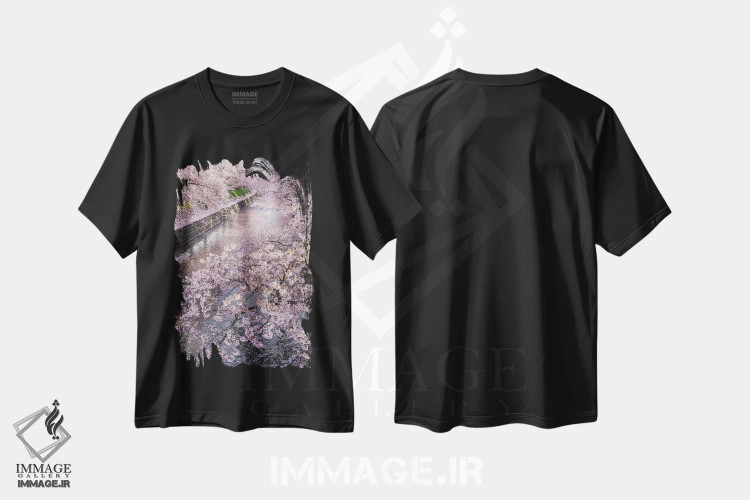 تیشرت مشکی طرح دار بهار در ژاپن شانزده، مدیوم اثر دایسوکه اوئه ماتسو | فروشگاه ایماژ
