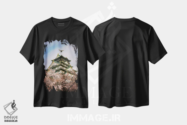 تیشرت مشکی طرح دار بهار در ژاپن هجده، مدیوم اثر دایسوکه اوئه ماتسو | فروشگاه ایماژ