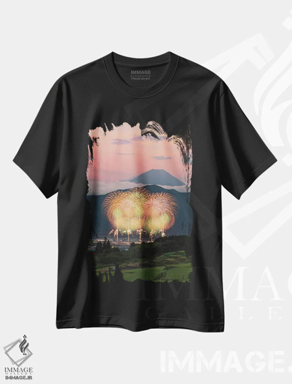 تیشرت مشکی طرح دار تابستان در ژاپن پنج، مدیوم اثر دایسوکه اوئه ماتسو | فروشگاه ایماژ
