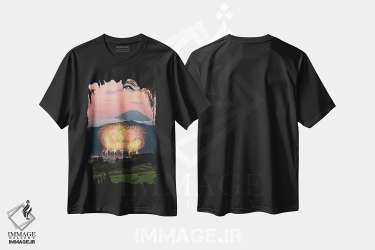 تیشرت مشکی طرح دار تابستان در ژاپن پنج، مدیوم اثر دایسوکه اوئه ماتسو | فروشگاه ایماژ