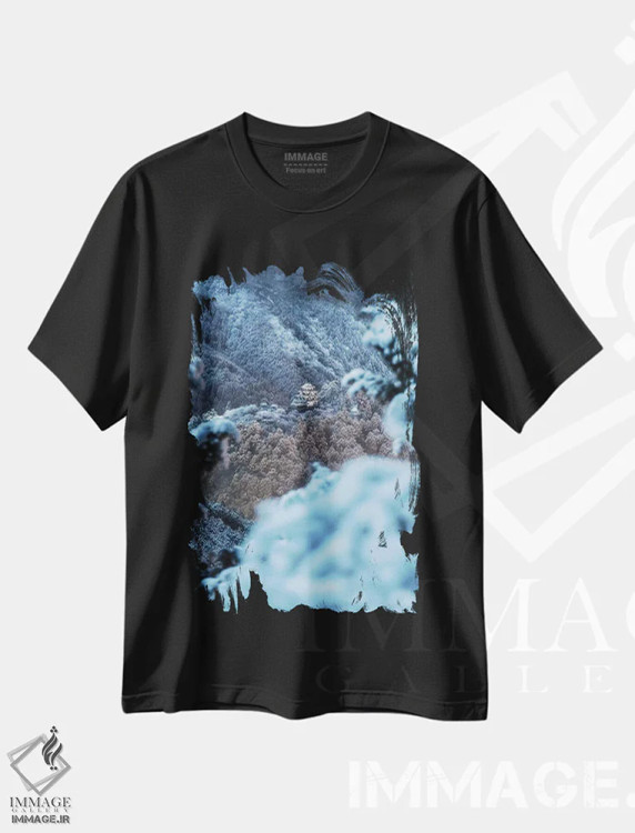 تیشرت مشکی طرح دار زمستان در ژاپن دو، مدیوم اثر دایسوکه اوئه ماتسو | فروشگاه ایماژ