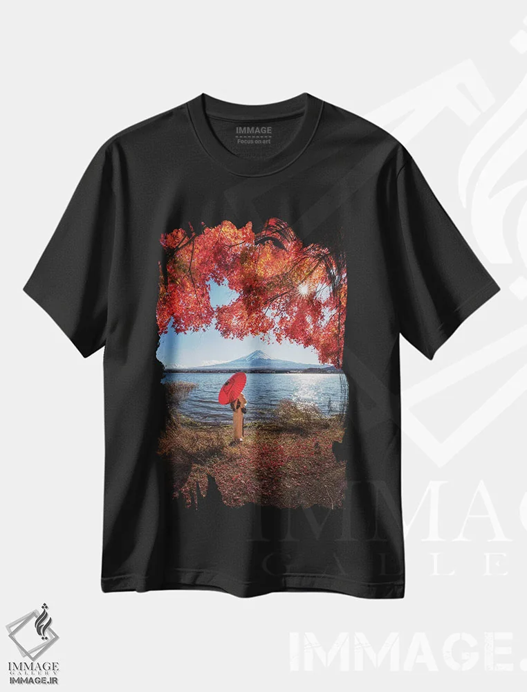 تیشرت مشکی طرح دار پاییز در ژاپن بیست و نهم، مدیوم اثر دایسوکه اوئه ماتسو | immage.ir