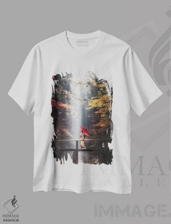 تیشرت سفید طرح دار پاییز در ژاپن بیست و هفتم، مدیوم اثر دایسوکه اوئه ماتسو | immage.ir