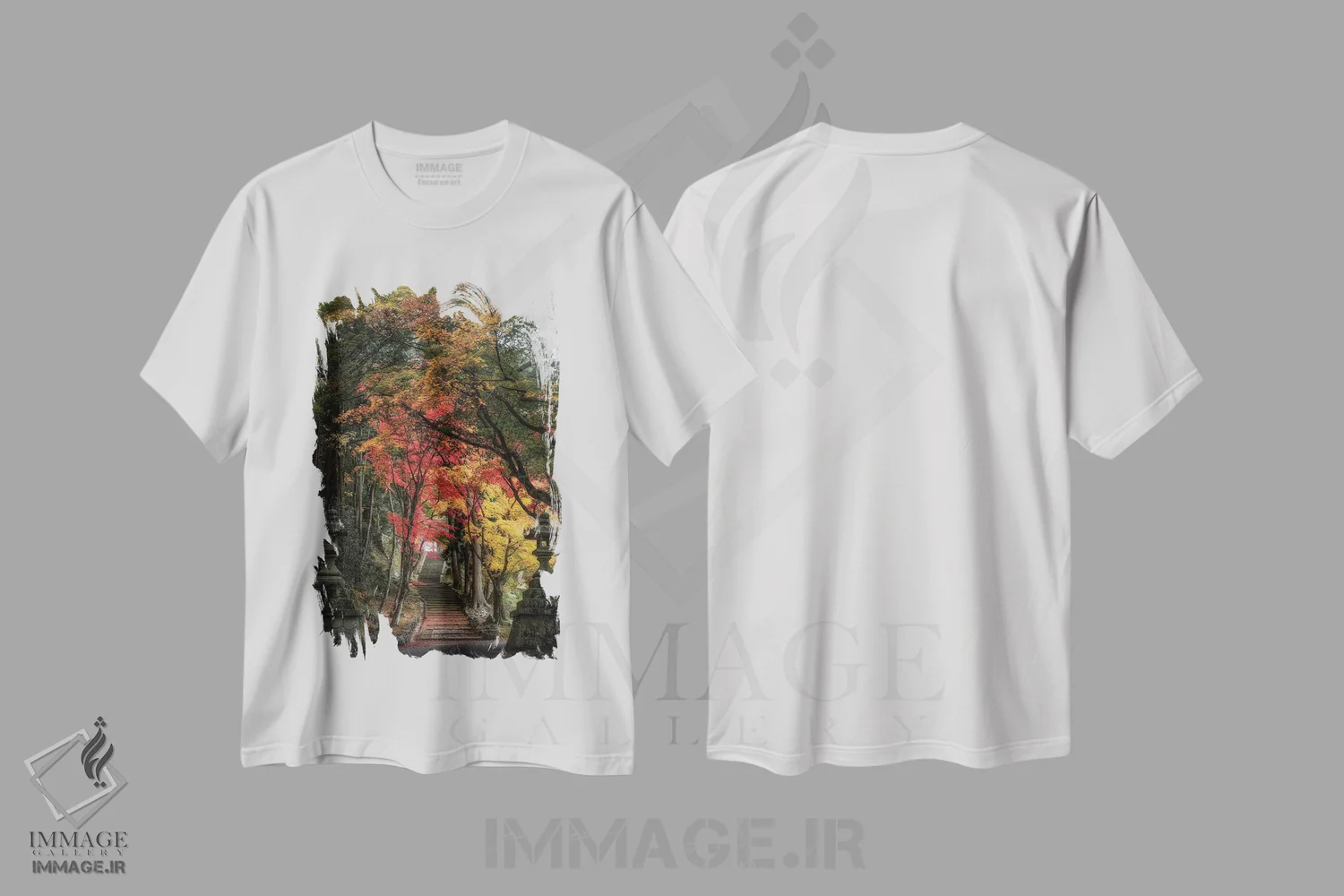 تیشرت سفید طرح دار پاییز در ژاپن بیست و ششم، مدیوم اثر دایسوکه اوئه ماتسو | فروشگاه ایماژ