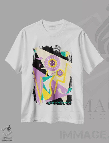 تیشرت سفید طرح دار گل های نیمه شب اثر جن دو | فروشگاه ایماژ