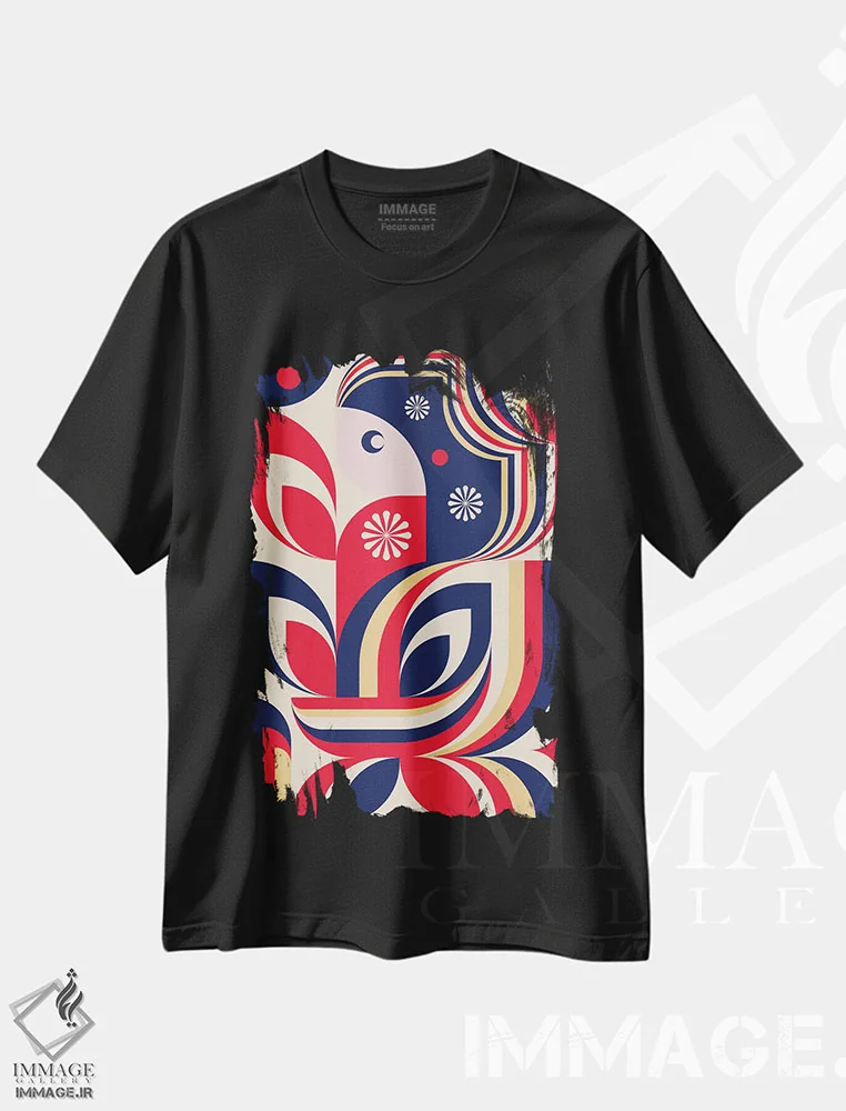 تیشرت مشکی طرح دار دختر هنر مردمی اثر جن دو | immage.ir