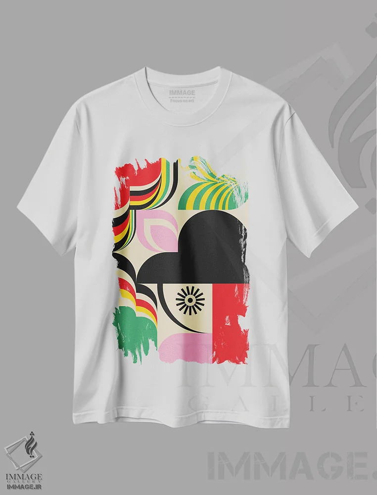 تیشرت سفید طرح دار دختر باحال، آبستره اثر جن دو | immage.ir