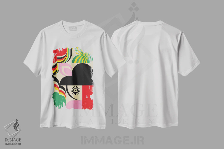 تیشرت سفید طرح دار دختر باحال، آبستره اثر جن دو | immage.ir