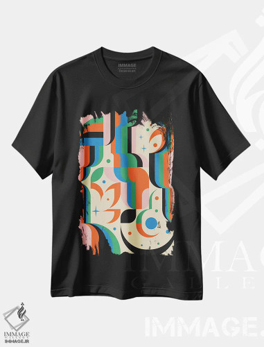 تیشرت مشکی طرح دار رشد بی قید و بند اثر جن دو | فروشگاه ایماژ