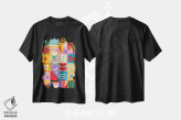 تیشرت مشکی طرح دار تابستان، آبستره اثر جن دو | فروشگاه ایماژ