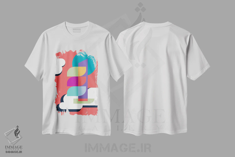 تیشرت سفید طرح دار شهر در ابرها، آبستره اثر جن دو | immage.ir
