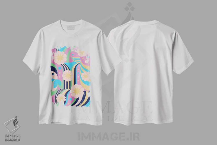 تیشرت سفید طرح دار دختر ساکورا، آبستره اثر جن دو | immage.ir