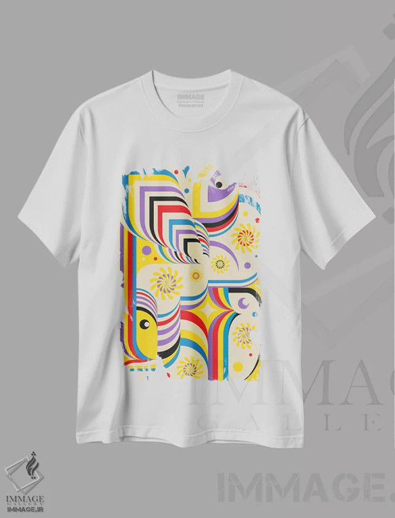 تیشرت سفید طرح دار سفیدبرفی، آبستره اثر جن دو | فروشگاه ایماژ