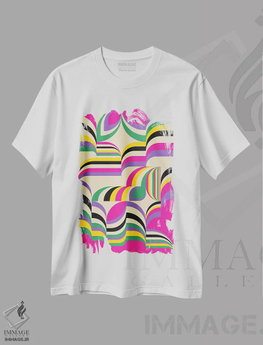 تیشرت سفید طرح دار چشم انداز صورتی اثر جن دو | فروشگاه ایماژ