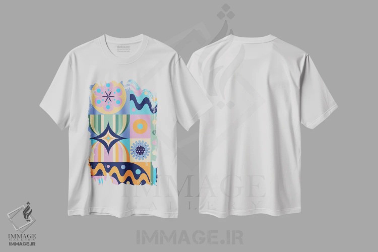 تیشرت سفید طرح دار احساس بهاری، آبستره اثر جن دو | immage.ir