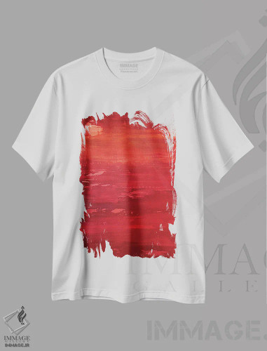 تیشرت سفید طرح دار طلوع ماه سرخ اثر آلیشیا دان | فروشگاه ایماژ