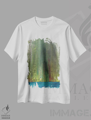 تیشرت سفید طرح دار رودخانه ای از میان آن می گذرد دو اثر آلیشیا دان | فروشگاه ایماژ