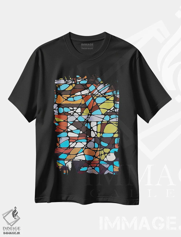 تیشرت مشکی طرح دار حال و هوای میانه قرن اثر آلیشیا دان | فروشگاه ایماژ