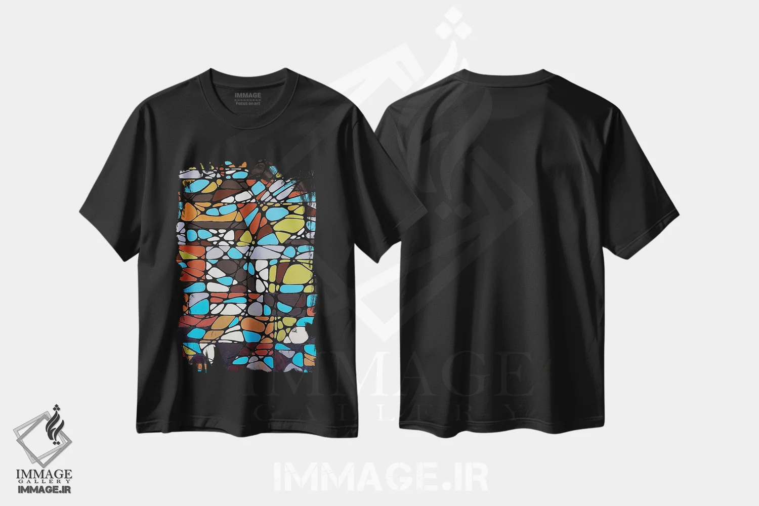 تیشرت مشکی طرح دار حال و هوای میانه قرن اثر آلیشیا دان | فروشگاه ایماژ