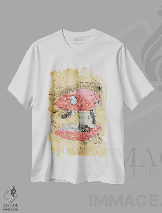 تیشرت سفید طرح دار کافه، تزئینی اثر دورو آرت | فروشگاه ایماژ