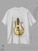 تیشرت سفید طرح دار طرح گیتار، دست نقاشی و طراحی دستی اثر دورو آرت | فروشگاه ایماژ