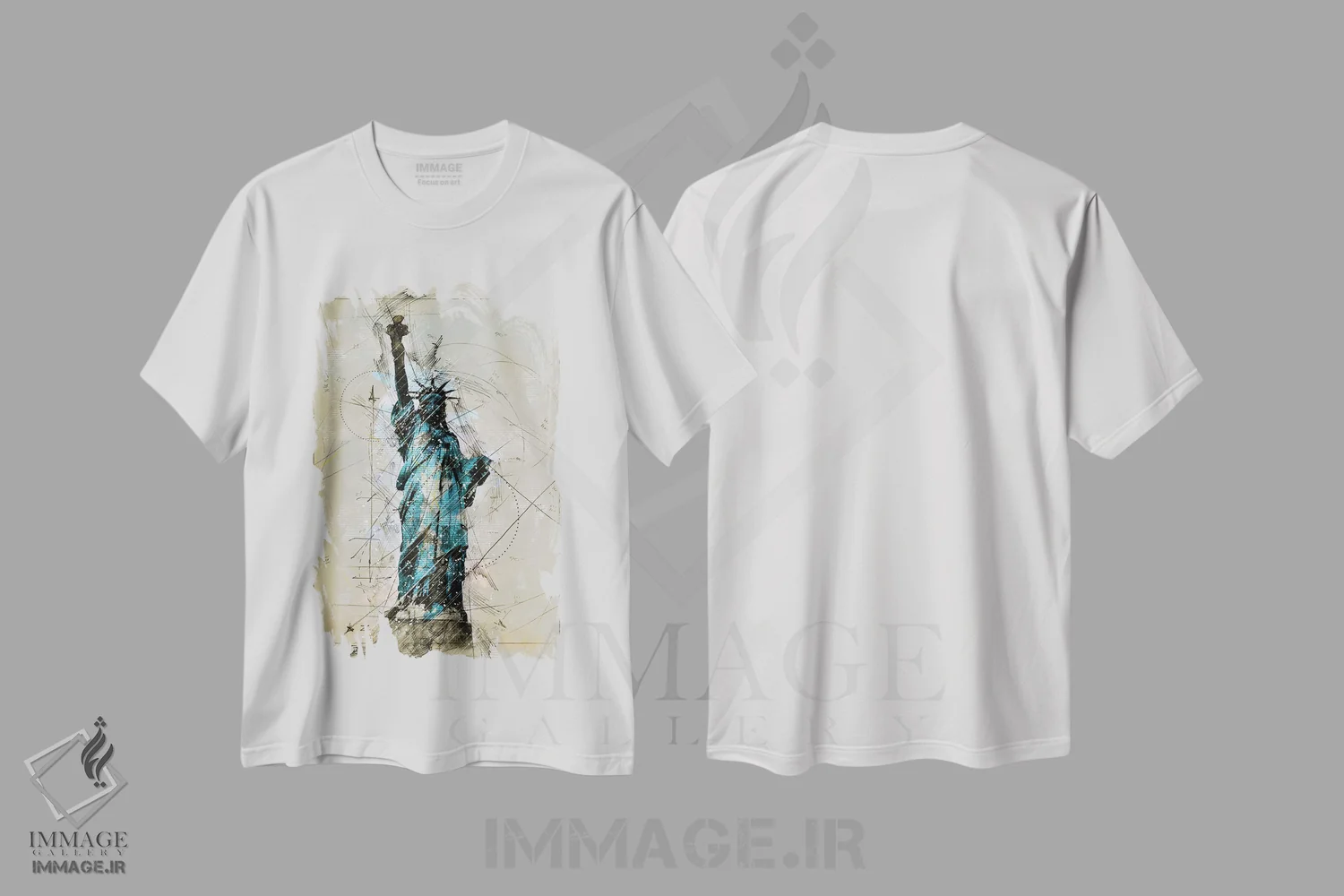 تیشرت سفید طرح دار طرح آزادی، دست نقاشی و طراحی دستی اثر دورو آرت | immage.ir