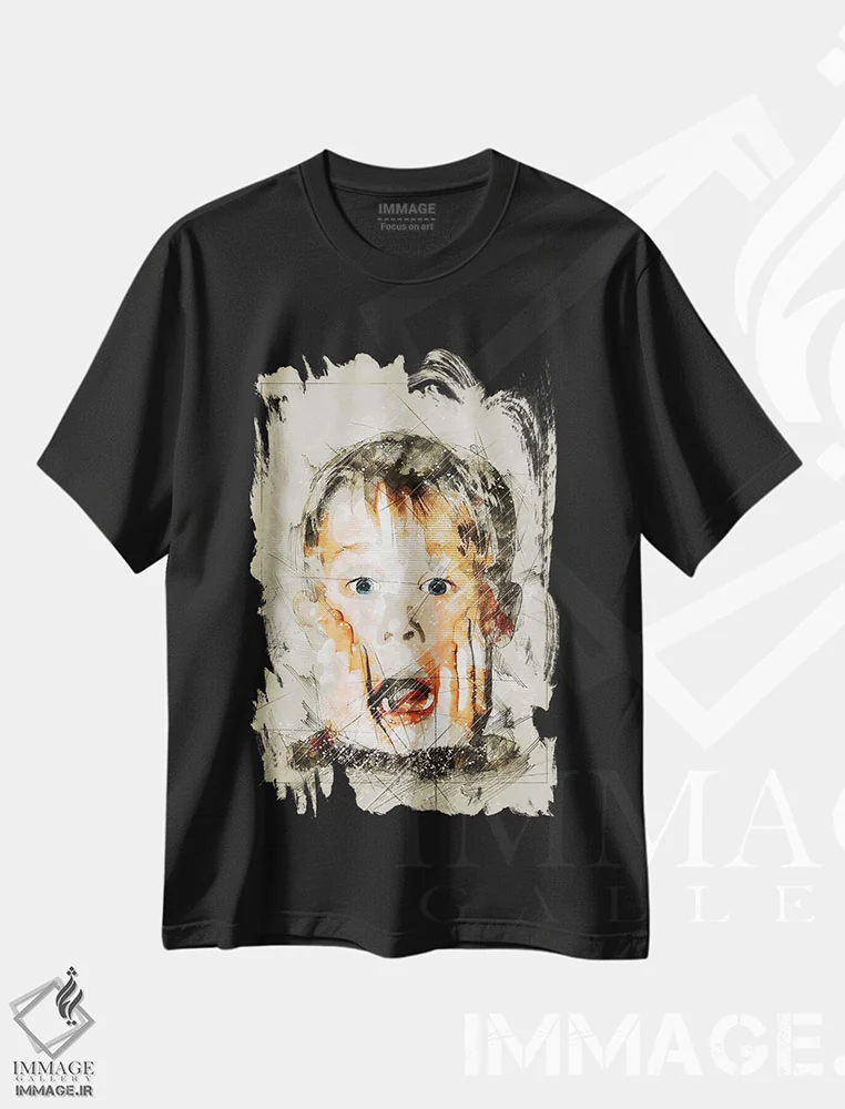 تیشرت مشکی طرح دار طرح کوین، هنر دیجیتال اثر دورو آرت | immage.ir