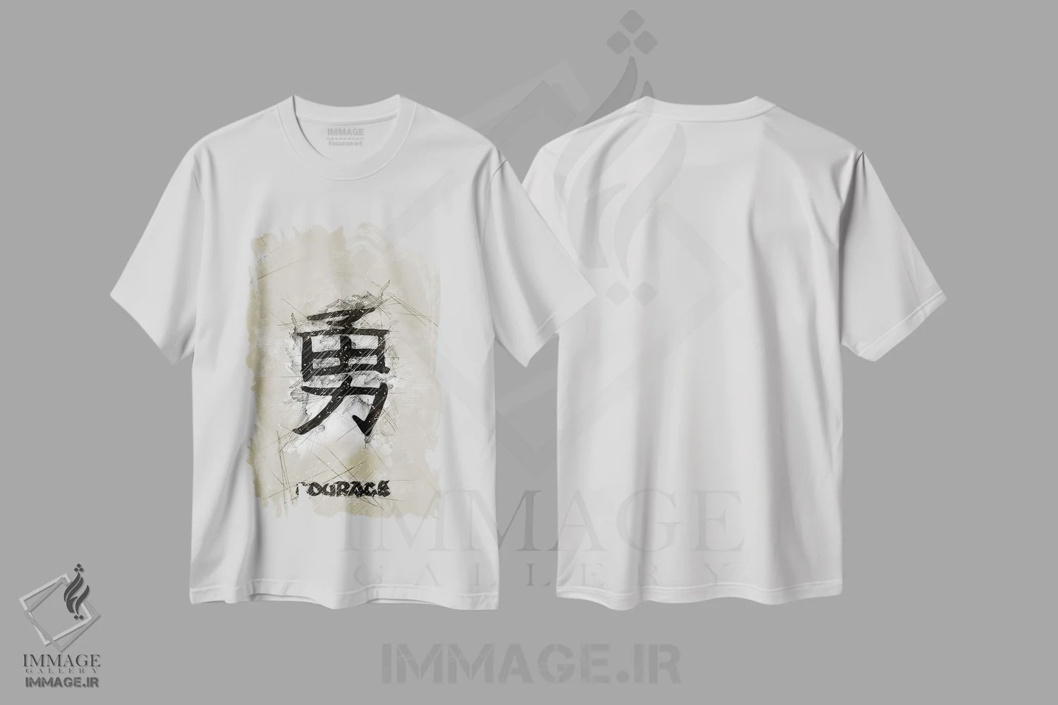 تیشرت سفید طرح دار طرح شجاعت، دکور آسیایی اثر دورو آرت | immage.ir