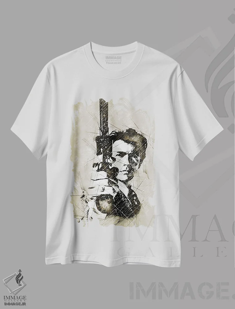 تیشرت سفید طرح دار طرح کلینت، مدیوم اثر دورو آرت | فروشگاه ایماژ