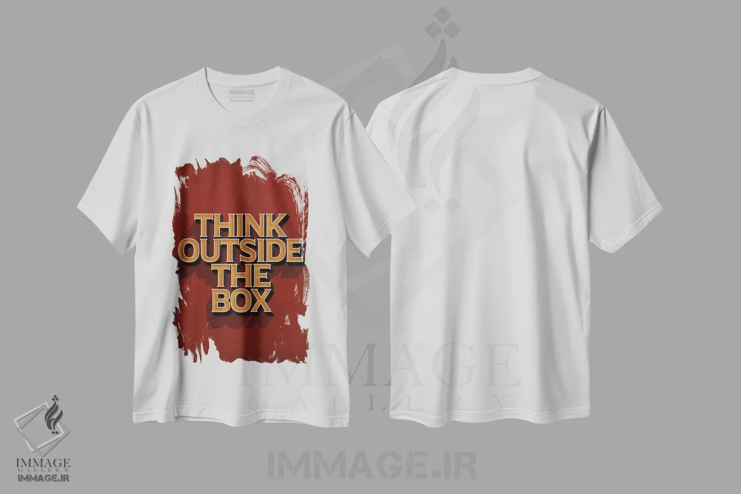 تیشرت سفید طرح دار فراتر از قالب، تایپوگرافی اثر دورو آرت | فروشگاه ایماژ