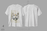 تیشرت سفید طرح دار طرح ببر، دست نقاشی و طراحی دستی اثر دورو آرت | فروشگاه ایماژ