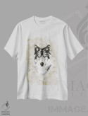 تیشرت سفید طرح دار طرح گرگ، دست نقاشی و طراحی دستی اثر دورو آرت | فروشگاه ایماژ