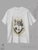 تیشرت سفید طرح دار طرح گرگ II، دست نقاشی و طراحی دستی اثر دورو آرت | immage.ir