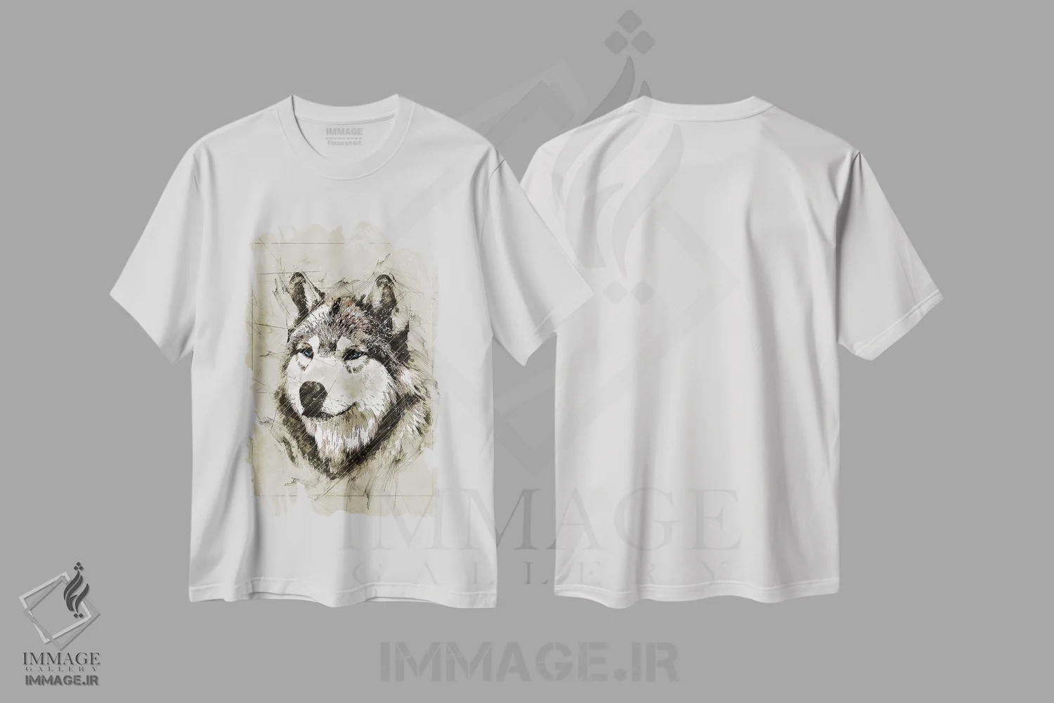 تیشرت سفید طرح دار طرح گرگ II، دست نقاشی و طراحی دستی اثر دورو آرت | immage.ir