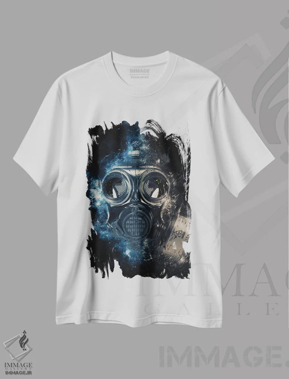 تیشرت سفید طرح دار ماسک گاز، دکوراسیون جایگزین اثر دورو آرت | فروشگاه ایماژ
