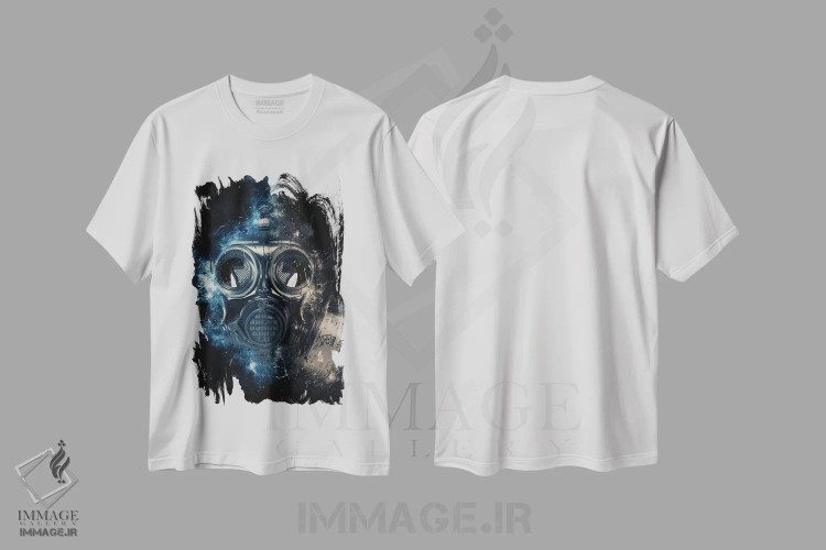 تیشرت سفید طرح دار ماسک گاز، دکوراسیون جایگزین اثر دورو آرت | فروشگاه ایماژ