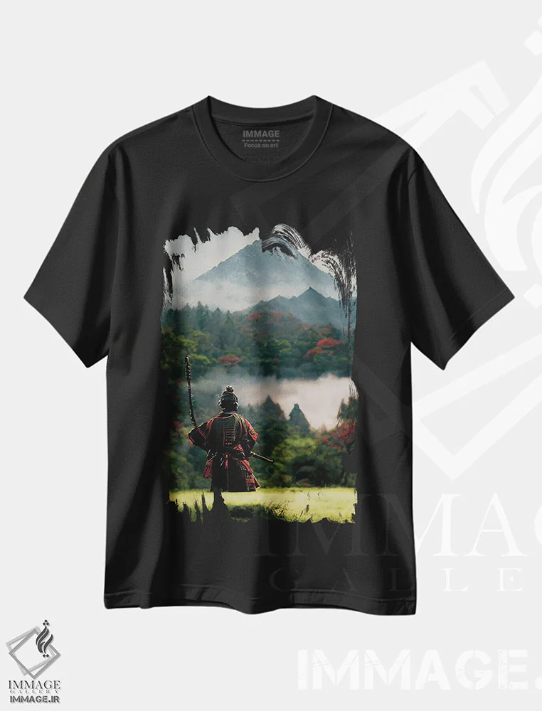 تیشرت مشکی طرح دار سامورایی II، هنر دیجیتال اثر دورو آرت | immage.ir