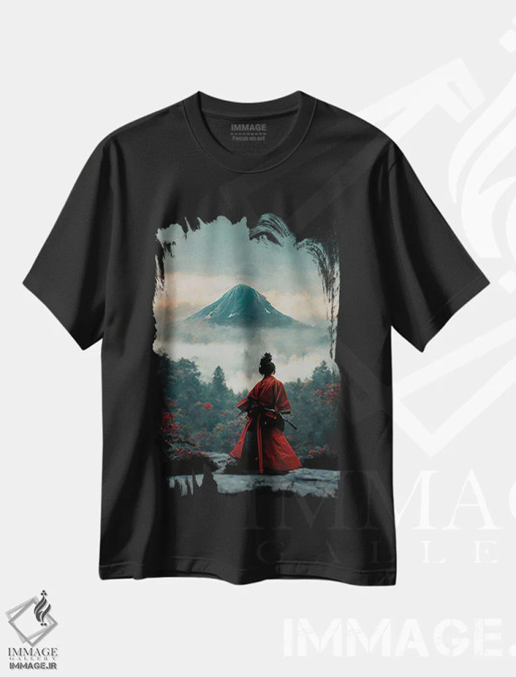 تیشرت مشکی طرح دار سامورایی III، هنر دیجیتال اثر دورو آرت | فروشگاه ایماژ