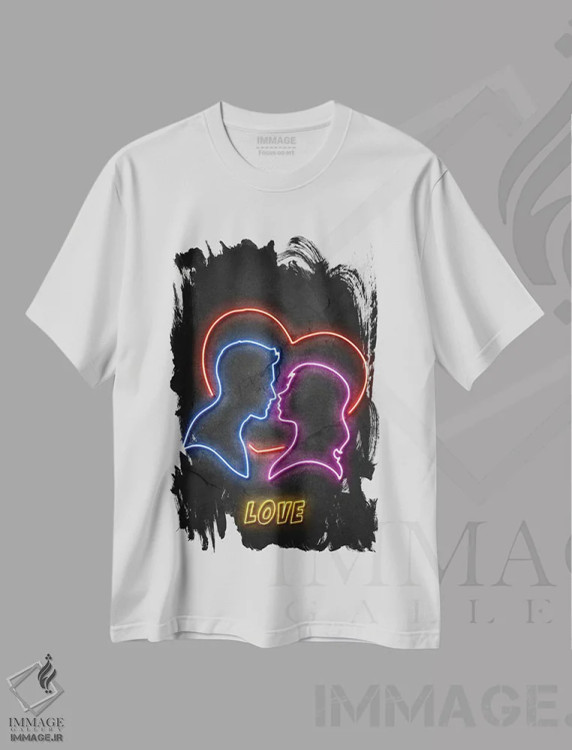 تیشرت سفید طرح دار سایه روشن های عشق، هنر دیجیتال اثر دورو آرت | immage.ir