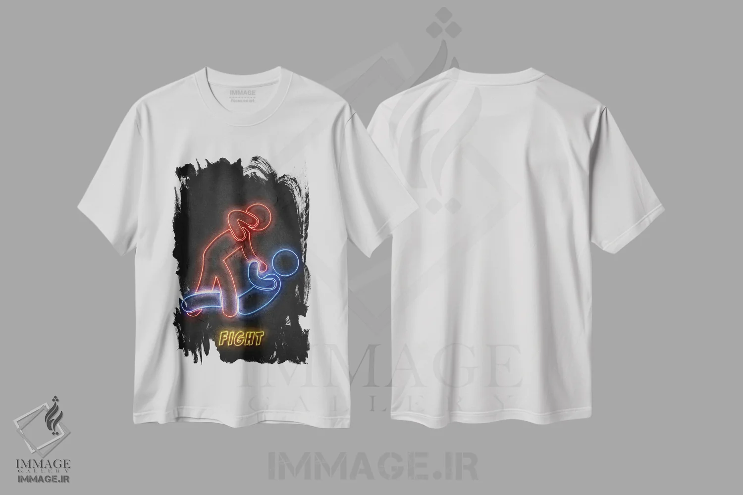 تیشرت سفید طرح دار مبارزه، هنر دیجیتال اثر دورو آرت | فروشگاه ایماژ