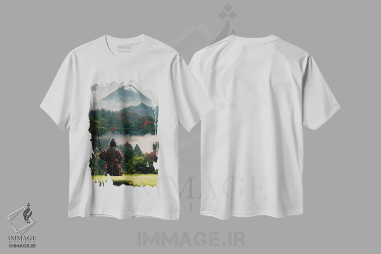 تیشرت سفید طرح دار سامورایی II، هنر دیجیتال اثر دورو آرت | فروشگاه ایماژ
