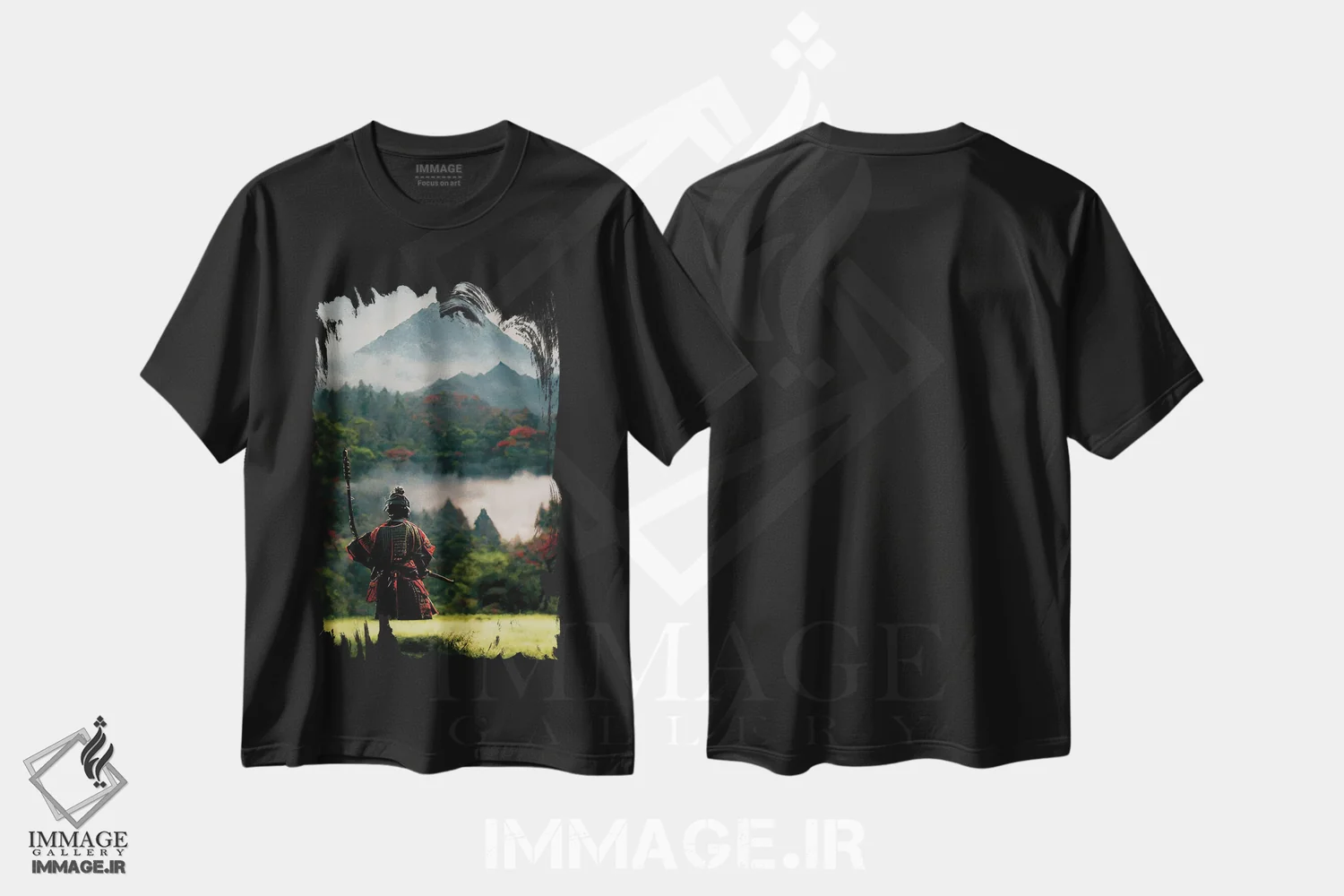 تیشرت مشکی طرح دار سامورایی II، هنر دیجیتال اثر دورو آرت | immage.ir